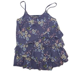 GapKids Cami Top Girls Purple Floral Tiered Ruffle Cotton S 6-7